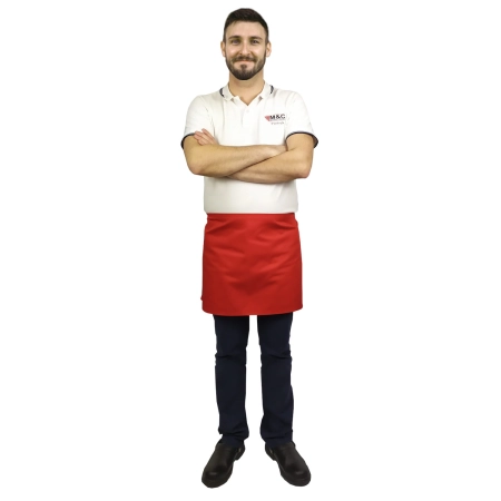 Zapaska długość 40cm czerwona – zapaska kelnerska – odzież gastronomiczna - inne ujęcie
