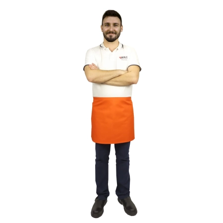 Zapaska długość 40cm pomarańczowa – zapaska kelnerska – odzież gastronomiczna - inne ujęcie