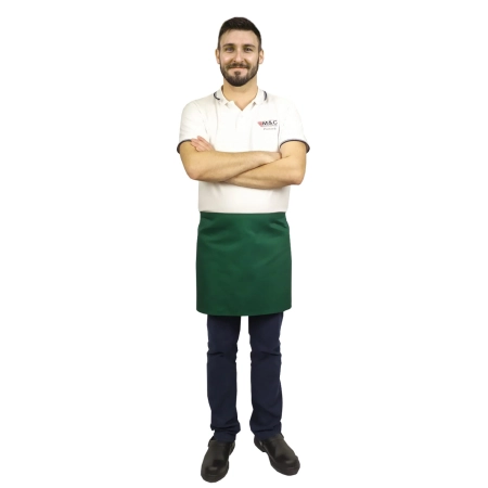 Zapaska długość 40cm zielona – zapaska kelnerska – odzież gastronomiczna - inne ujęcie