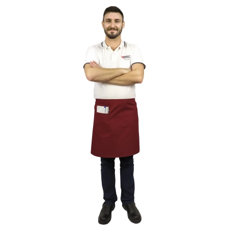 Zapaska długość 50cm bordowa – zapaska kelnerska – odzież gastronomiczna - inne ujęcie