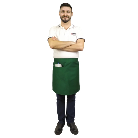 Zapaska długość 50cm zielona – zapaska kelnerska – odzież gastronomiczna - inne ujęcie