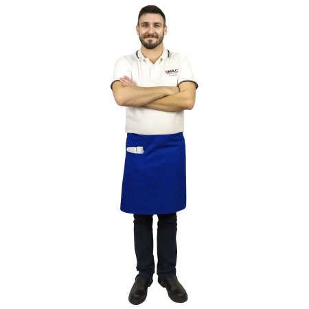 Zapaska długość 50cm chabrowa – zapaska kelnerska – odzież gastronomiczna - inne ujęcie