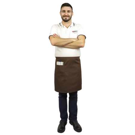 Zapaska długość 50cm brązowa – zapaska kelnerska – odzież gastronomiczna - inne ujęcie