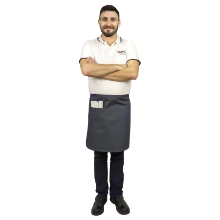 Zapaska długość 50cm szara – zapaska kelnerska – odzież gastronomiczna - inne ujęcie