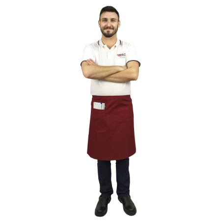 Zapaska długość 60cm bordowa – zapaska kelnerska – odzież gastronomiczna - inne ujęcie Zapaska długość 60cm bordowa – zapaska kelnerska – odzież gastronomiczna - inne ujęcie