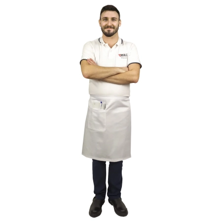 Zapaska długość 60cm biała – zapaska kelnerska – odzież gastronomiczna - inne ujęcie Zapaska długość 60cm biała – zapaska kelnerska – odzież gastronomiczna - inne ujęcie