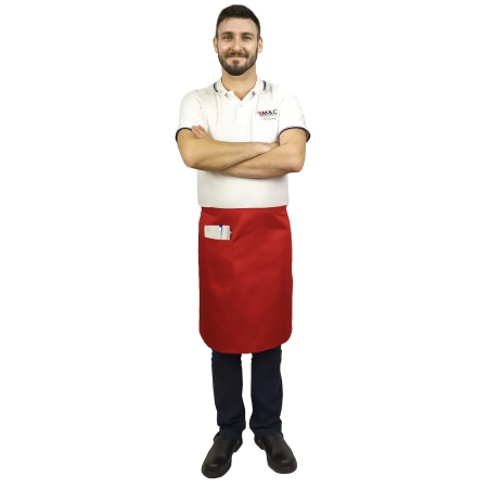 Zapaska długość 60cm czerwona – zapaska kelnerska – odzież gastronomiczna - inne ujęcie Zapaska długość 60cm czerwona – zapaska kelnerska – odzież gastronomiczna - inne ujęcie