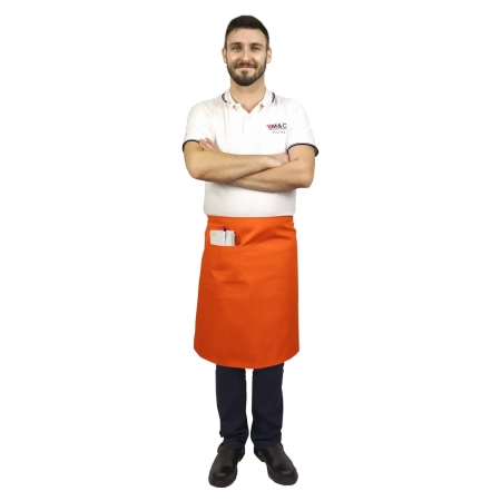 Zapaska długość 60cm pomarańczowa – zapaska kelnerska – odzież gastronomiczna - inne ujęcie Zapaska długość 60cm pomarańczowa – zapaska kelnerska – odzież gastronomiczna - inne ujęcie