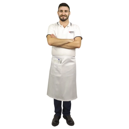 Zapaska długość 75cm biała – zapaska kelnerska – odzież gastronomiczna - inne ujęcie Zapaska długość 75cm biała – zapaska kelnerska – odzież gastronomiczna - inne ujęcie