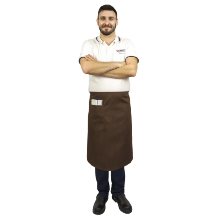 Zapaska długość 75cm brązowa – zapaska kelnerska – odzież gastronomiczna - inne ujęcie Zapaska długość 75cm brązowa – zapaska kelnerska – odzież gastronomiczna - inne ujęcie