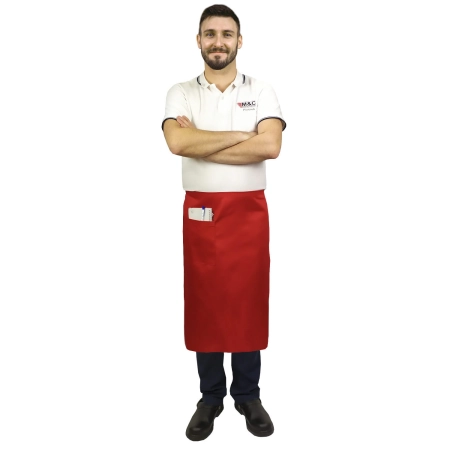 Zapaska długość 75cm czerwona – zapaska kelnerska – odzież gastronomiczna - inne ujęcie