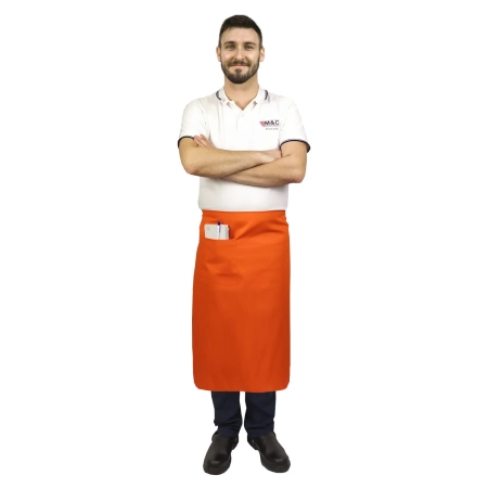 Zapaska długość 75cm pomarańczowa – zapaska kelnerska – odzież gastronomiczna - inne ujęcie