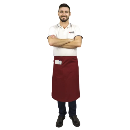 Zapaska długość 75cm bordowa – zapaska kelnerska – odzież gastronomiczna - inne ujęcie Zapaska długość 75cm bordowa – zapaska kelnerska – odzież gastronomiczna - inne ujęcie