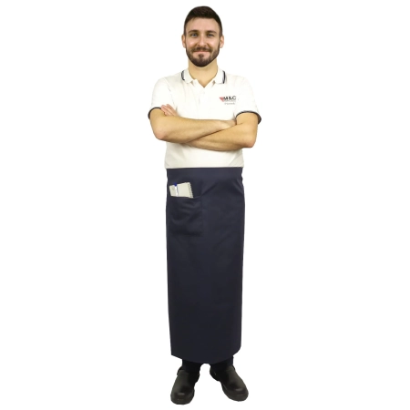 Zapaska długość 90cm granatowa – zapaska kelnerska – odzież gastronomiczna - inne ujęcie
