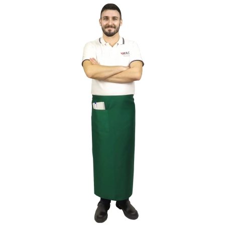 Zapaska długość 90cm zielona – zapaska kelnerska – odzież gastronomiczna - inne ujęcie