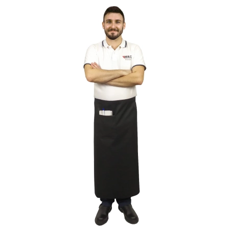 Zapaska długość 90cm czarna – zapaska kelnerska – odzież gastronomiczna - inne ujęcie