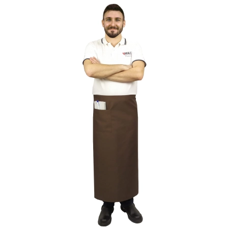 Zapaska długość 90cm brązowa – zapaska kelnerska – odzież gastronomiczna - inne ujęcie