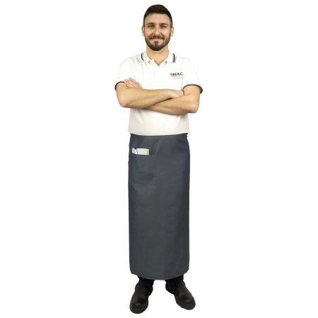 Zapaska długość 90cm szara – zapaska kelnerska – odzież gastronomiczna - inne ujęcie