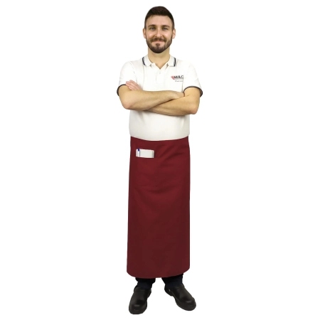 Zapaska długość 90cm bordowa – zapaska kelnerska – odzież gastronomiczna - inne ujęcie