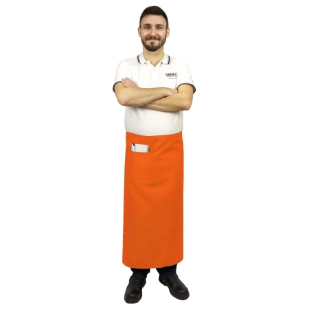 Zapaska długość 90cm pomarańczowa – zapaska kelnerska – odzież gastronomiczna - inne ujęcie