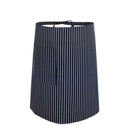 Zapaska długość 50cm granat w białe paski – zapaska kelnerska – odzież gastronomiczna - inne ujęcie
