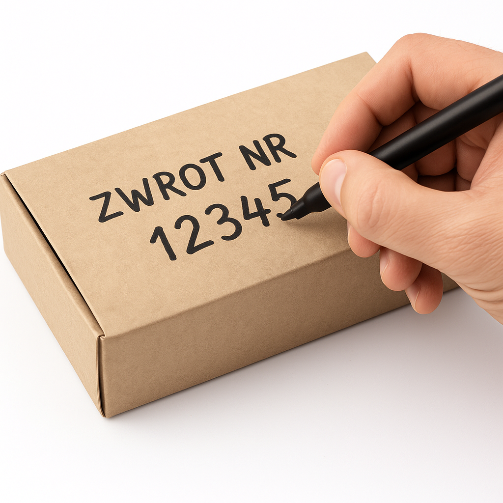 Paczka z napisem zwrot nr